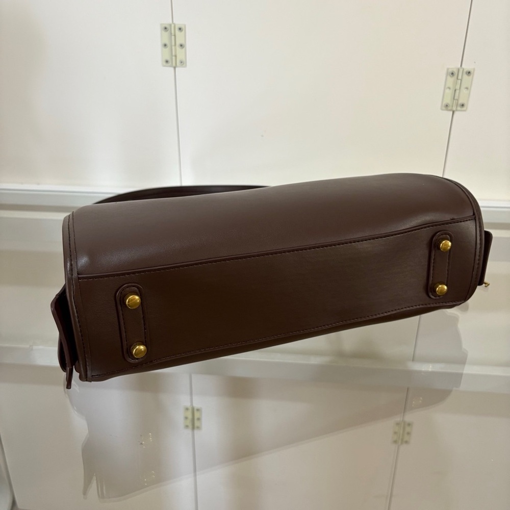 Coach Dark Brown Leather Shoulder Bag with Gold Hardware - Picture 7 of 10